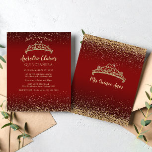 Lámina PRESUPUESTO Glam Red Gold Purpurina Tiara Quincean