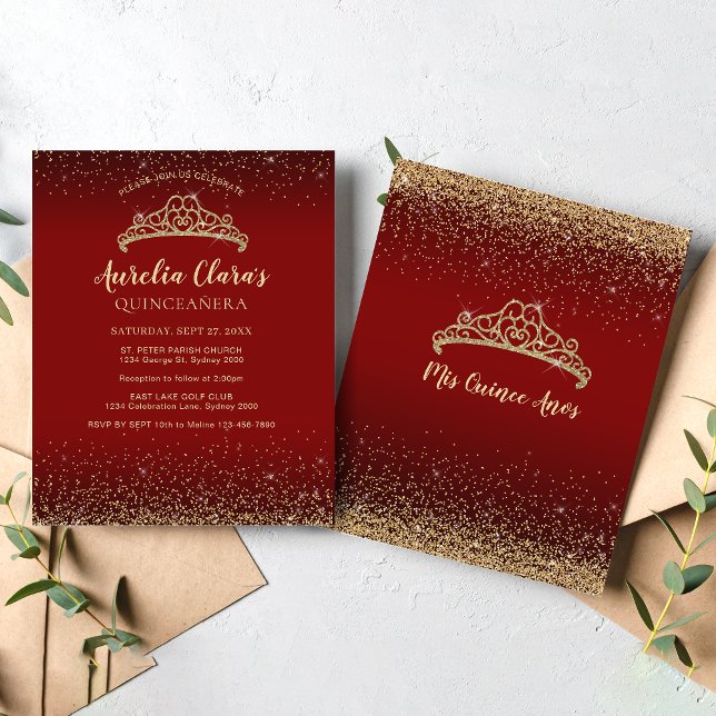 Lámina PRESUPUESTO Glam Red Gold Purpurina Tiara Quincean (Subido por el creador)