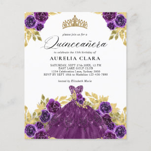 Lámina PRESUPUESTO Glam Vestido púrpura Floral 15ª Quince