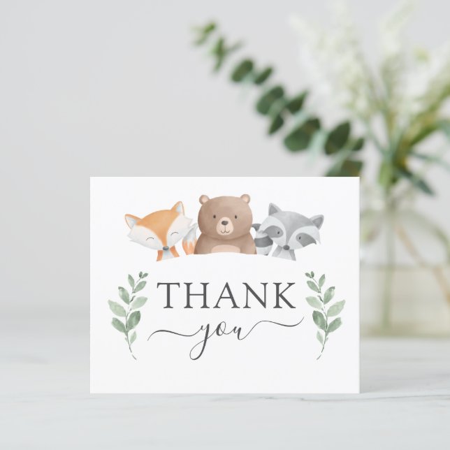 Lámina Presupuesto Gracias a Baby Shower Woodland Greener (Anverso de pie)