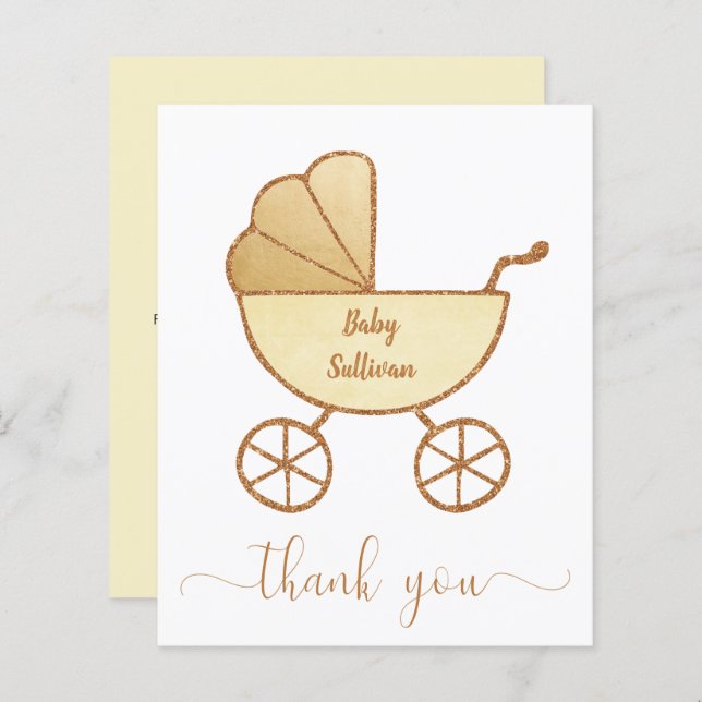 Lámina Presupuesto Gracias Baby Shower Carrito Amarillo (Anverso / Reverso)