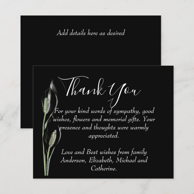 Lámina Presupuesto Gracias Funeral Memorial Template Lill (Anverso / Reverso)