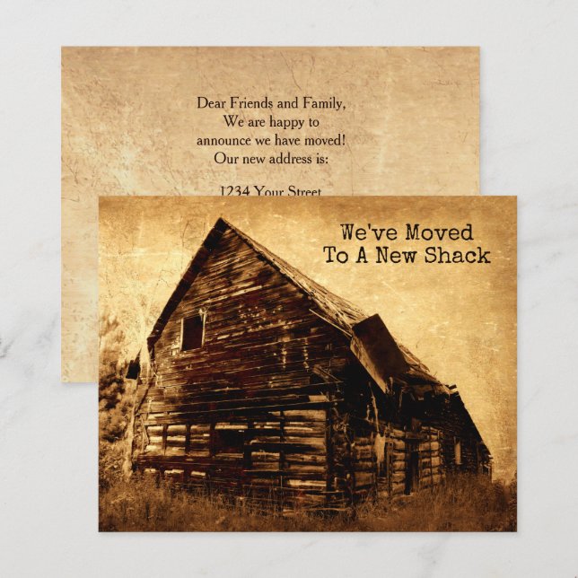 Lámina Presupuesto Gracioso Antiguo Shack Moviendo Nuevo  (Anverso / Reverso)
