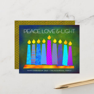Lámina Presupuesto Green Hanukkah Boho Candle Peace Love 