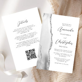 Lámina Presupuesto Gris Blanco Plata Ágata Código QR Boda