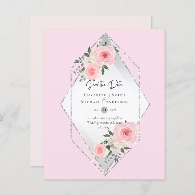 Lámina PRESUPUESTO GUARDAR LAS FECHAS - Rosas blancas ros (Anverso / Reverso)