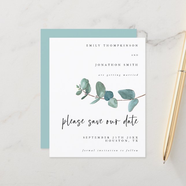 Lámina Presupuesto guión de eucalipto boda guardar la fec (Anverso/Reverso In Situ)