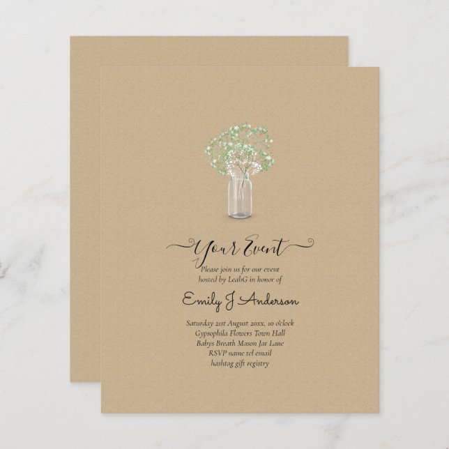 Lámina PRESUPUESTO Gypsophila Mason Jar Modern Minimal BO (Anverso / Reverso)