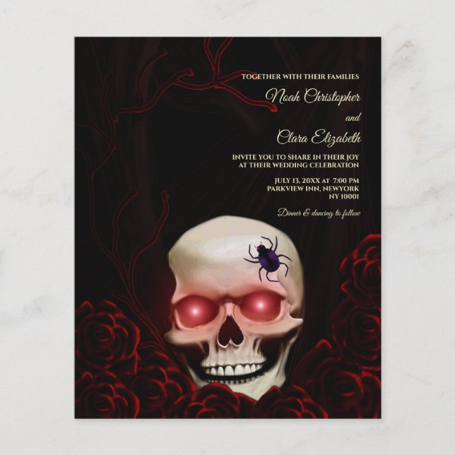 Lámina Presupuesto Halloween de cráneo gótico floral negr (Anverso)