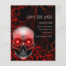 Lámina Presupuesto Halloween de cráneo gótico floral rojo