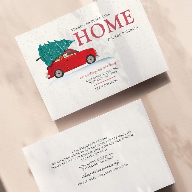 Lámina Presupuesto Hemos movido nueva dirección para vaca (Boho Holiday Watercolor Red Car Moving Announcement Card)