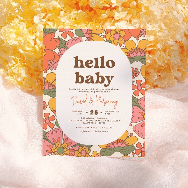 Lámina Presupuesto Hola Bebé Groovy Flores Retro Fiesta d (Subido por el creador)