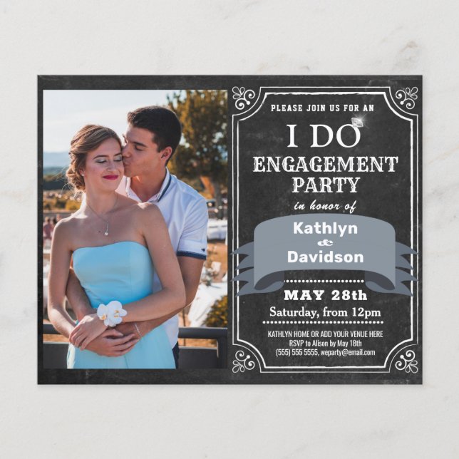 Lámina PRESUPUESTO I DO Engagement 4 Photo Party Invitaci (Anverso)