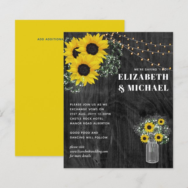 Lámina PRESUPUESTO Invitación a bodas de girasoles rusos  (Anverso / Reverso)