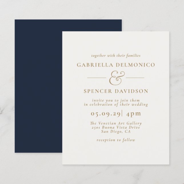 Lámina PRESUPUESTO Invitación a la Boda de Oro Azul de la (Anverso / Reverso)