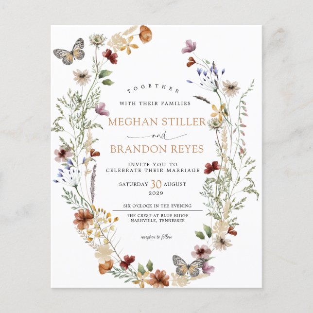 Lámina Presupuesto - Invitación a la boda floral con flor (Anverso)