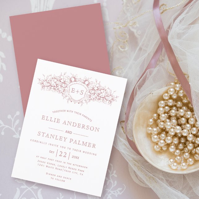 Lámina PRESUPUESTO Invitación a la boda heráldica rosa (Subido por el creador)