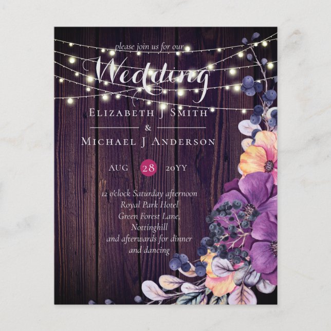 Lámina PRESUPUESTO Invitación a la boda Naranja de flores (Anverso)