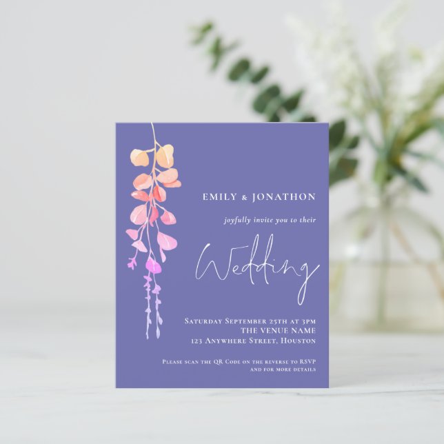Lámina Presupuesto Invitación a la boda QR Eucalyptus Per (Anverso de pie)