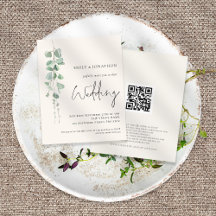 Presupuesto Invitación a la boda QR Sage Eucalyptu