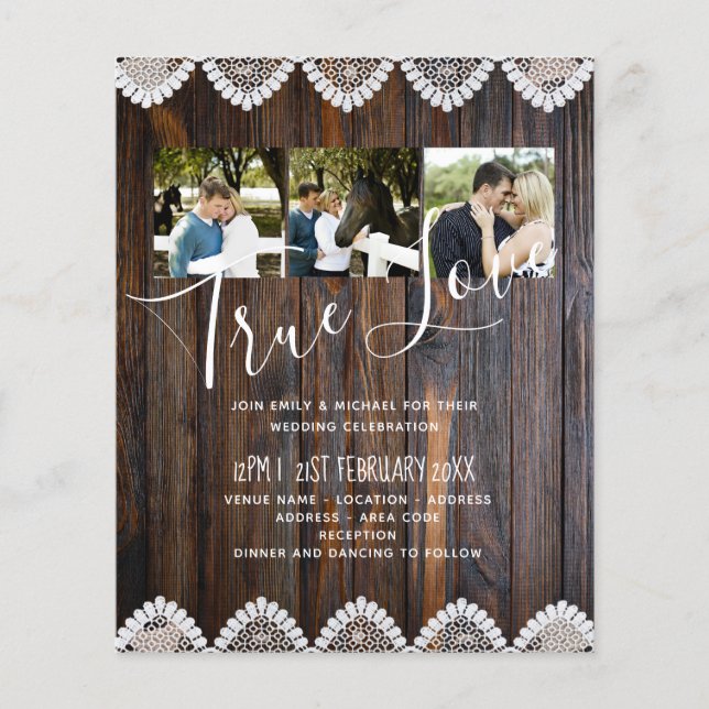Lámina PRESUPUESTO Invitación a la Boda Rústica de Madera (Anverso)