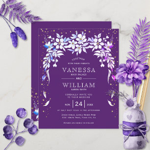 Lámina PRESUPUESTO invitación a una boda floral púrpura