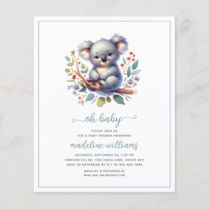 Lámina PRESUPUESTO Invitación de Baby Shower Cute Koala O