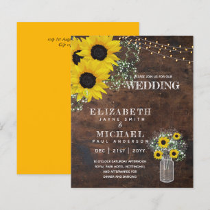 Lámina PRESUPUESTO Invitación de Boda Girasoles Rústicos