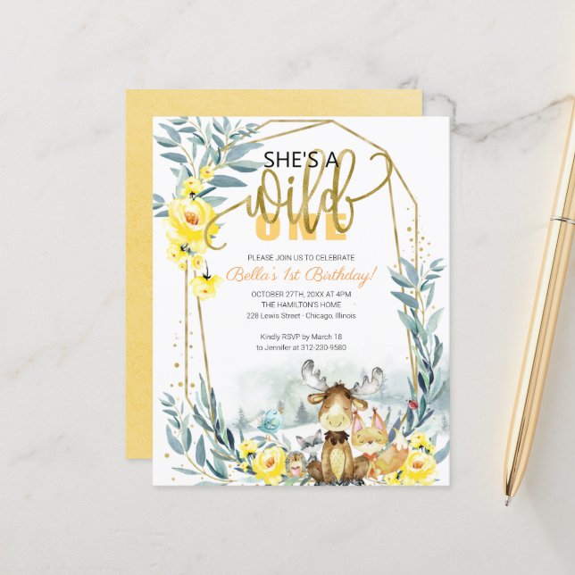 Lámina Presupuesto  Invitación de primer cumpleaños para  (Anverso/Reverso In Situ)