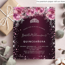 Presupuesto Invitación floral Quinceanera rosa bur