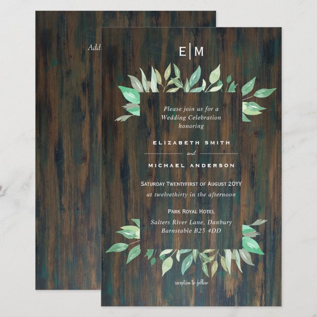 Lámina PRESUPUESTO Invitaciones a bodas de madera rústica (Anverso / Reverso)