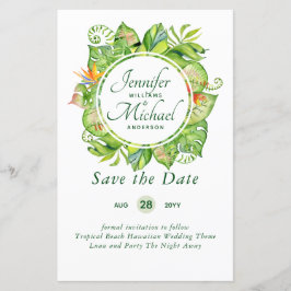 Lámina PRESUPUESTO Leaf Tropical Boda Luau Hawaiano