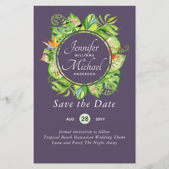 Lámina PRESUPUESTO Leaf Tropical Boda Luau Hawaiano (Anverso)