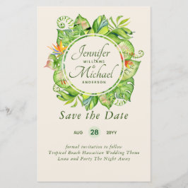 Lámina PRESUPUESTO Leaf Tropical Boda Luau Hawaiano
