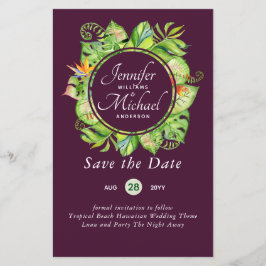 Lámina PRESUPUESTO Leaf Tropical Boda Luau Hawaiano