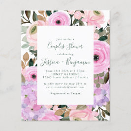 Lámina Presupuesto Lilac Pink Floral Stripe Parejas Ducha