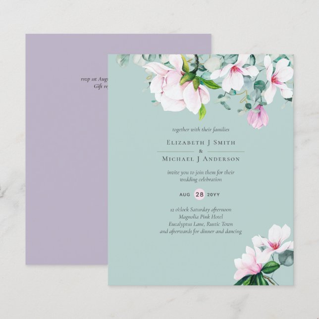 Lámina PRESUPUESTO Magnolias rosadas Eucalyptus Lavender  (Anverso / Reverso)