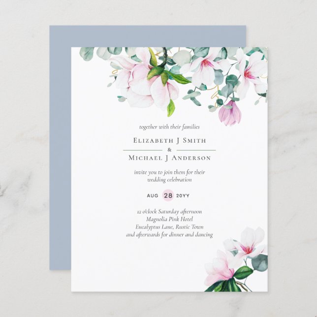 Lámina PRESUPUESTO Magnolias Rosadas Salvia Eucalipto Azu (Anverso / Reverso)