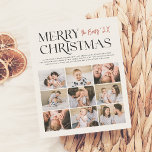 Lámina Presupuesto | Merry Moments | Navidades modernos 9<br><div class="desc">Comparte la alegría de esta temporada navideña con nuestra tarjeta de presupuesto de vacaciones de collage de fotos de los Navidades de 'Momentos de Cereza'. Este elegante y moderno diseño presenta la "Feliz Navidad" en una elegante tipografía serbia con ligamentos artísticos y florecientes. Alineado a la derecha, el nombre de...</div>