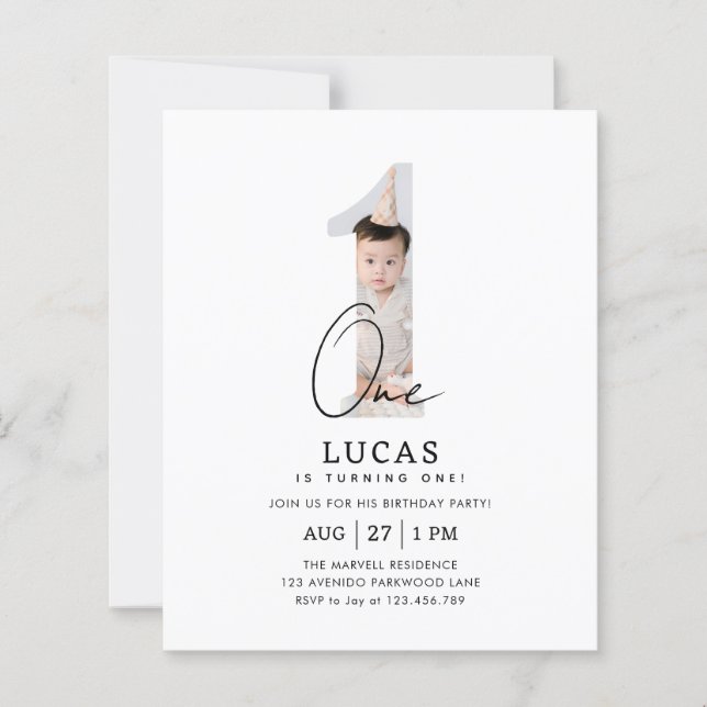 Lámina PRESUPUESTO Minimalista Boho 1er Brithday Photo (Anverso)