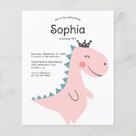 Lámina PRESUPUESTO Mínimo Chica Rosa Dinosaurio Fiesta de