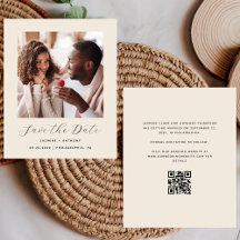 Presupuesto Mínimo Foto QR Beige Guardar la Fecha