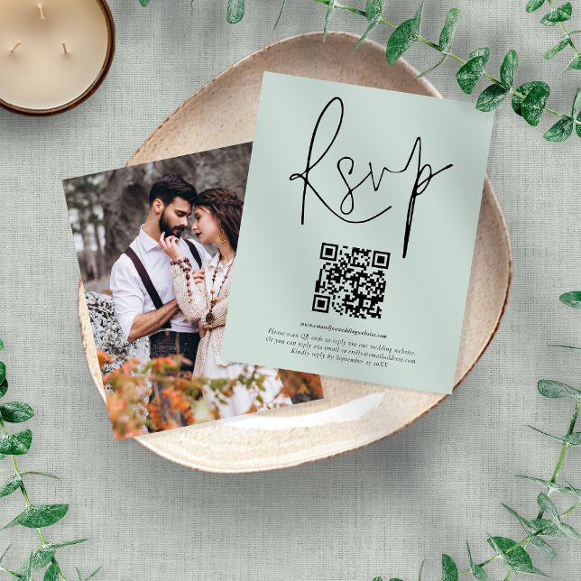 Lámina Presupuesto Mint QR Código Script matrimonio RSVP (Subido por el creador)