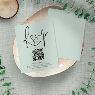 Lámina Presupuesto Mint QR Código Script Wedding RSVP