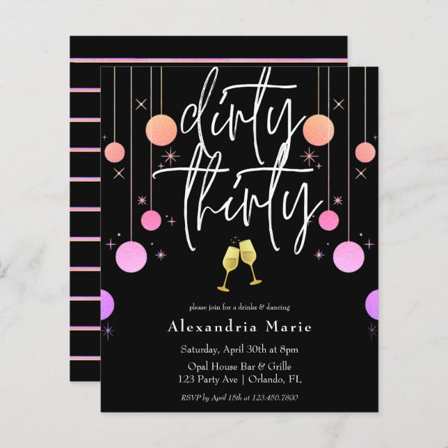 Lámina Presupuesto Moderno Brillo "Treinta Sucios" Cumple (Anverso / Reverso)