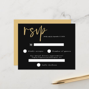 Lámina Presupuesto moderno de Boda Negra y Oro RSVP
