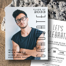 PRESUPUESTO Moderno Guión Negro Invitación GRAD