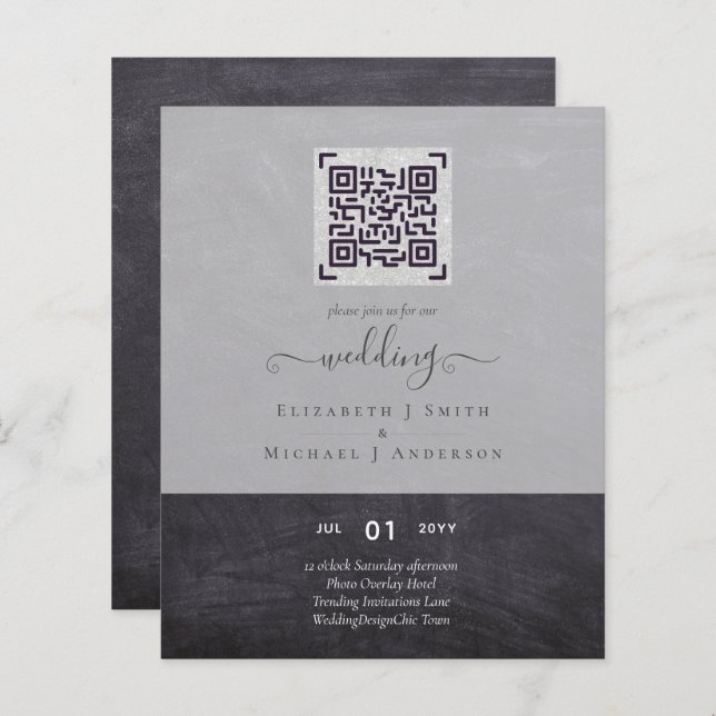 Lámina PRESUPUESTO Moderno QR Escaneo Código Invitaciones (Anverso / Reverso)