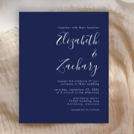 Lámina Presupuesto Moderno Script Azul Marino Boda