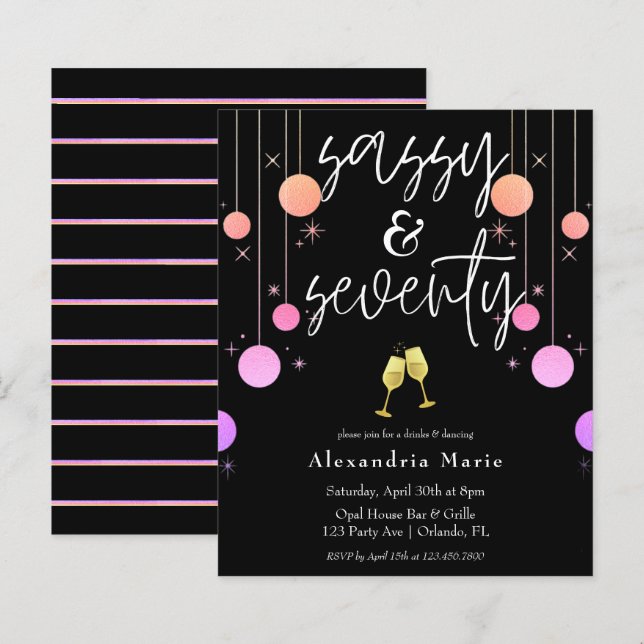Lámina Presupuesto moderno Sparkle Sassy y 70 cumpleaños (Anverso / Reverso)